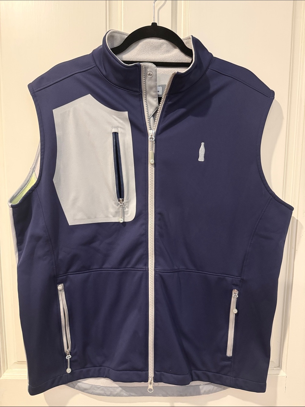 Peter Millar Navy Softshell Vest with Light Gray Chest Patch